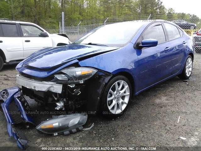 1C3CDFBA3DD291736 - 2013 DODGE DART SXT BLUE photo 2