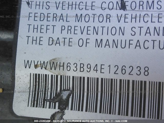 WVWWH63B94E126238 - 2004 VOLKSWAGEN PASSAT GLX 黑色 照片 9