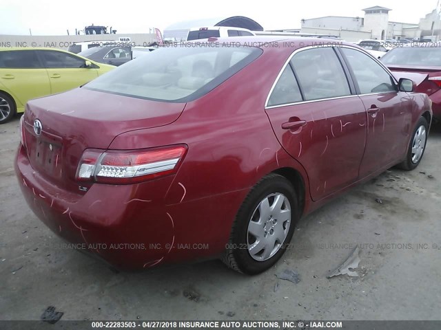 4T1BF3EK5AU063264 - 2010 TOYOTA CAMRY SE/LE/XLE RED photo 4