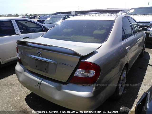 JTDBE32K140262142 - 2004 TOYOTA CAMRY LE/XLE GOLD photo 4