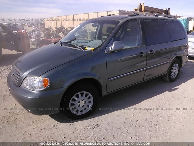 KNDUP131826315362 - 2002 KIA SEDONA EX/LX GRAY photo 2