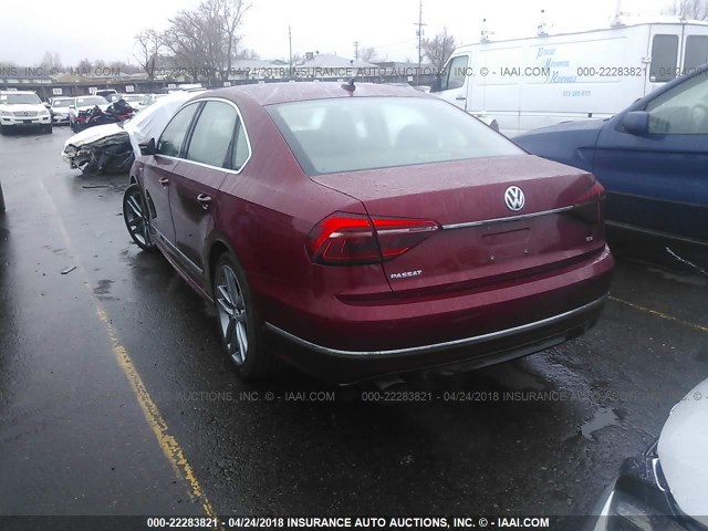 1VWDT7A33HC065801 - 2017 VOLKSWAGEN PASSAT R-LINE MAROON photo 3