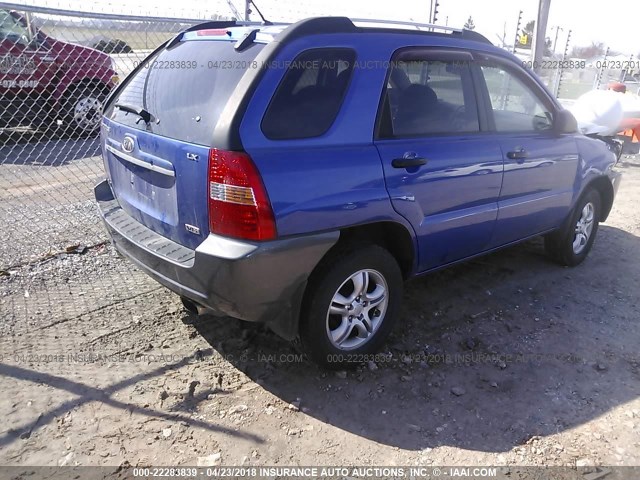 KNDJE723487549659 - 2008 KIA SPORTAGE EX/LX BLUE photo 4