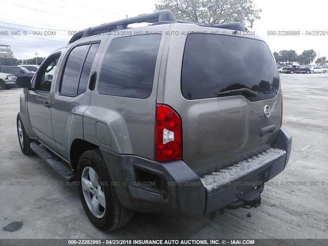 5N1AN08U05C614660 - 2005 NISSAN XTERRA OFF ROAD/S/SE GRAY photo 3