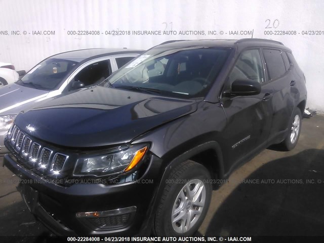 3C4NJCAB3JT125017 - 2018 JEEP COMPASS SPORT BLACK photo 2