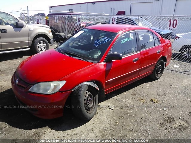 1HGES16365L021756 - 2005 HONDA CIVIC DX VP Qırmızı foto 2