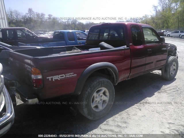 5TEWN72N54Z385171 - 2004 TOYOTA TACOMA XTRACAB RED photo 4