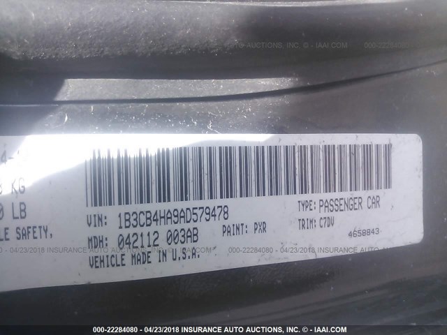 1B3CB4HA9AD579478 - 2010 DODGE CALIBER SXT BLACK photo 9