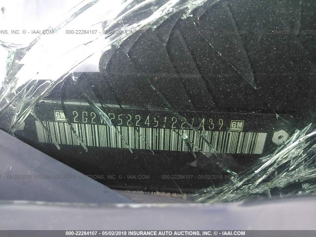 2G2WP522451221439 - 2005 PONTIAC GRAND PRIX BLACK photo 9