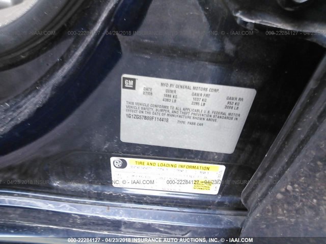 1G1ZG57B89F114418 - 2009 CHEVROLET MALIBU LS 蓝色 照片 9