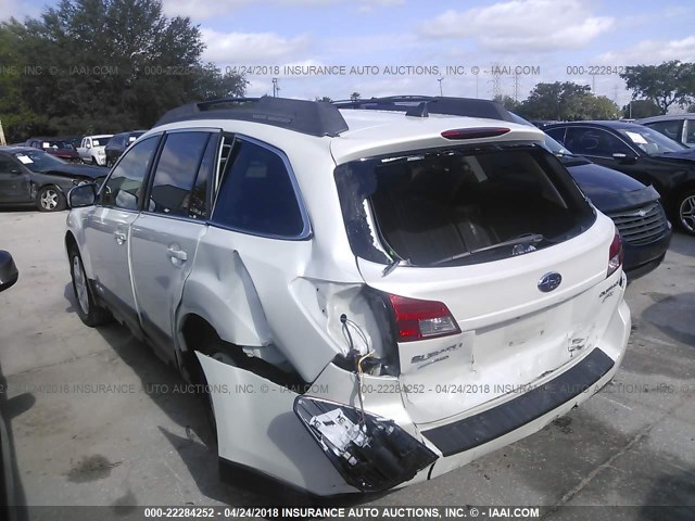 4S4BRBJC0B3362118 - 2011 SUBARU OUTBACK 2.5I LIMITED WHITE photo 3