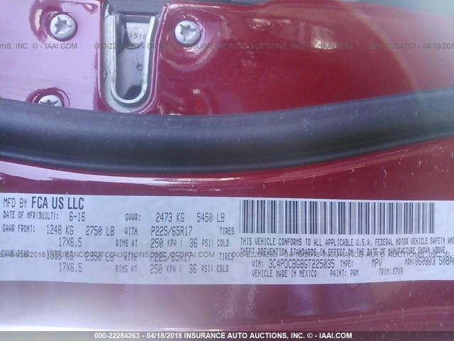 3C4PDCBG8GT225035 - 2016 DODGE JOURNEY SXT RED photo 9