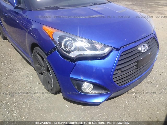 KMHTC6AE5DU113227 - 2013 HYUNDAI VELOSTER TURBO BLUE photo 6