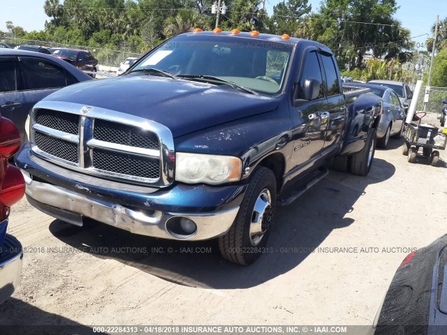 3D7MR48C75G760352 - 2005 DODGE RAM 3500 ST/SLT BLUE photo 2