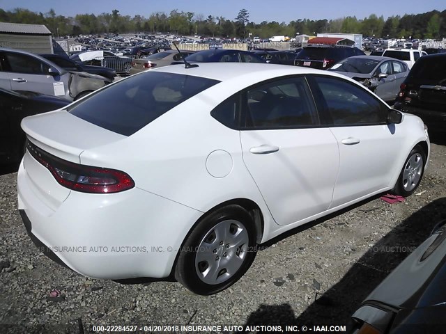 1C3CDFAA1FD364543 - 2015 DODGE DART SE WHITE photo 4