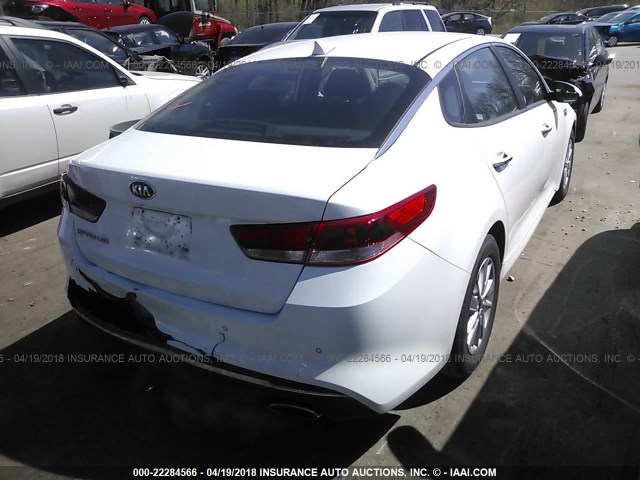 5XXGT4L35JG201136 - 2018 KIA OPTIMA LX/S WHITE photo 4