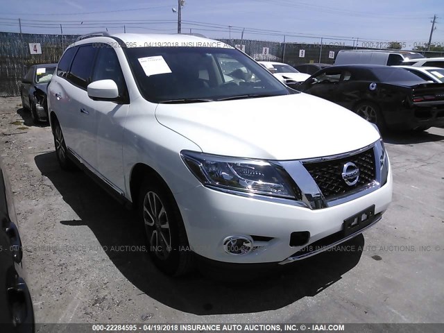 5N1AR2MN9FC679135 - 2015 NISSAN PATHFINDER S/SV/SL/PLATINUM WHITE photo 1