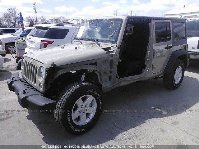 1C4BJWDG0JL837525 - 2018 JEEP WRANGLER UNLIMITE SPORT TAN photo 2