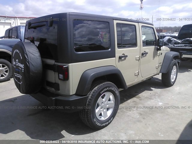 1C4BJWDG0JL837525 - 2018 JEEP WRANGLER UNLIMITE SPORT TAN photo 4