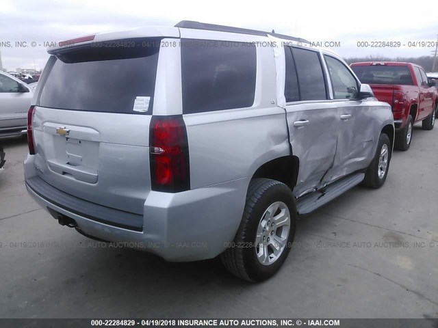 1GNSKBKC6FR137946 - 2015 CHEVROLET TAHOE K1500 LT SILVER photo 4