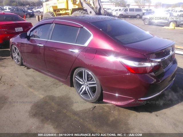 1HGCR2F54GA077915 - 2016 HONDA ACCORD SPORT BURGUNDY photo 3