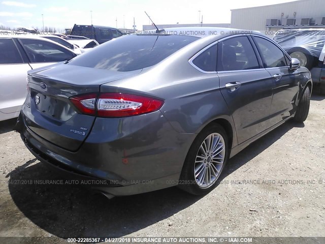 3FA6P0LU0ER207280 - 2014 FORD FUSION SE HYBRID GRAY photo 4