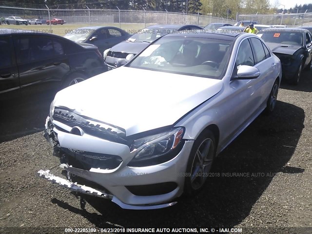 55SWF4KB4FU022557 - 2015 MERCEDES-BENZ C 300 4MATIC SILVER photo 2