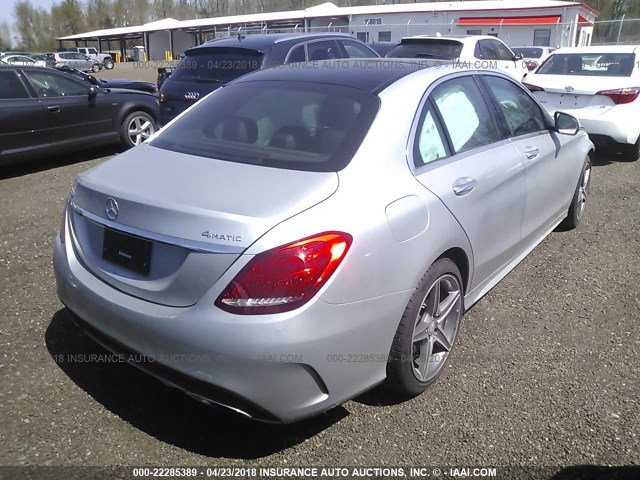 55SWF4KB4FU022557 - 2015 MERCEDES-BENZ C 300 4MATIC SILVER photo 4