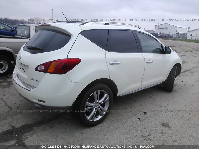 JN8AZ1MW6AW118202 - 2010 NISSAN MURANO S/SL/LE WHITE photo 4