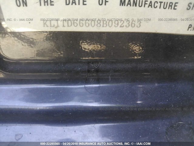 KL1TD66608B092363 - 2008 CHEVROLET AVEO LS 黑色 照片 9