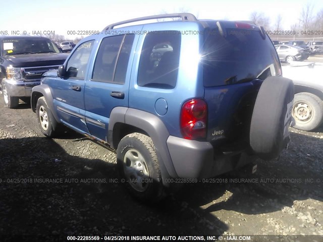 1J4GL48KX3W687857 - 2003 JEEP LIBERTY SPORT/FREEDOM BLUE photo 3