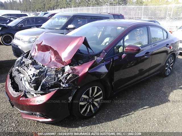 19XFB2F96EE215564 - 2014 HONDA CIVIC EXL MAROON photo 2