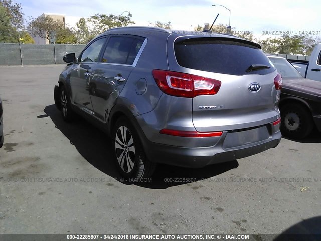 KNDPC3A21B7066090 - 2011 KIA SPORTAGE EX/SX GRAY photo 3