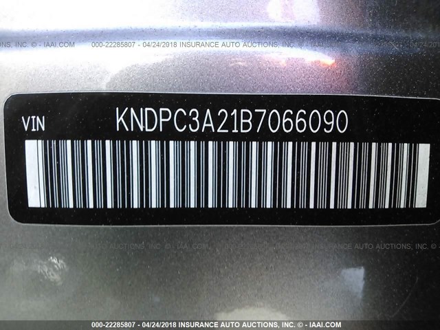 KNDPC3A21B7066090 - 2011 KIA SPORTAGE EX/SX GRAY photo 9