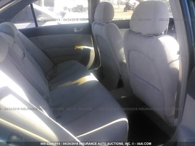 5NPEU46F46H095445 - 2006 HYUNDAI SONATA GLS/LX BLUE photo 8