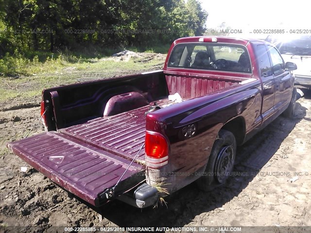 1B7GL22X21S143114 - 2001 DODGE DAKOTA BURGUNDY photo 4