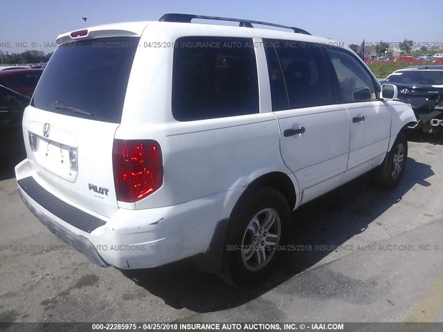 5FNYF18485B011593 - 2005 HONDA PILOT EX WHITE photo 4