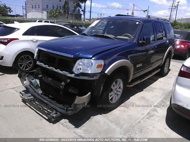 1FMEU64EX8UB19516 - 2008 FORD EXPLORER EDDIE BAUER BLUE photo 2