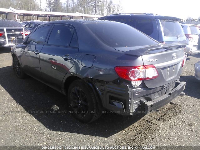 2T1BU4EE1CC877860 - 2012 TOYOTA COROLLA S/LE GRAY photo 3