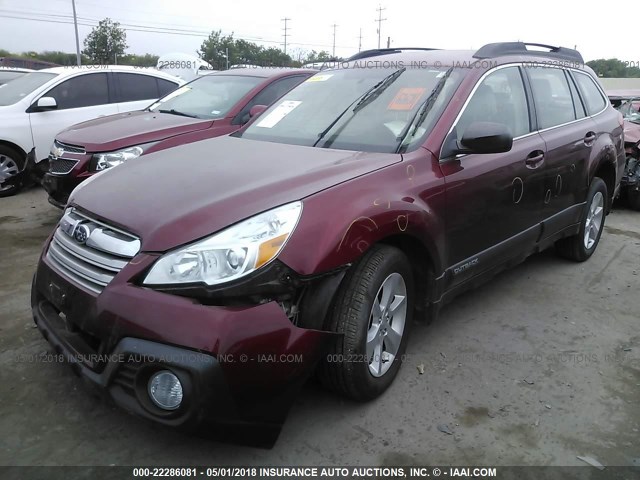 4S4BRCAC0E3211130 - 2014 SUBARU OUTBACK 2.5I RED photo 2