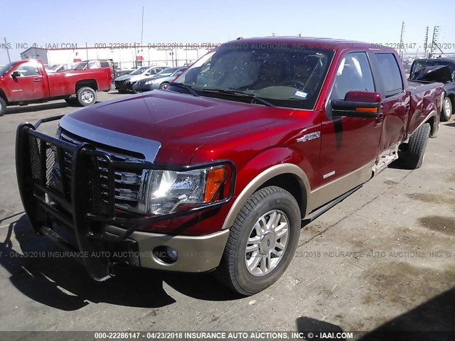 1FTFW1ET3EKE69628 - 2014 FORD F150 SUPERCREW RED photo 2