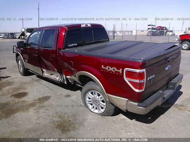 1FTFW1ET3EKE69628 - 2014 FORD F150 SUPERCREW RED photo 3