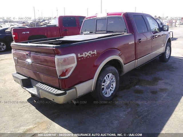 1FTFW1ET3EKE69628 - 2014 FORD F150 SUPERCREW RED photo 4