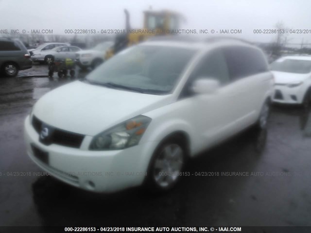 5N1BV28U25N130588 - 2005 NISSAN QUEST S/SE/SL WHITE photo 2