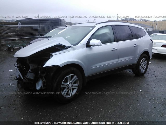 1GNKVGKD8FJ235985 - 2015 CHEVROLET TRAVERSE LT SILVER photo 2