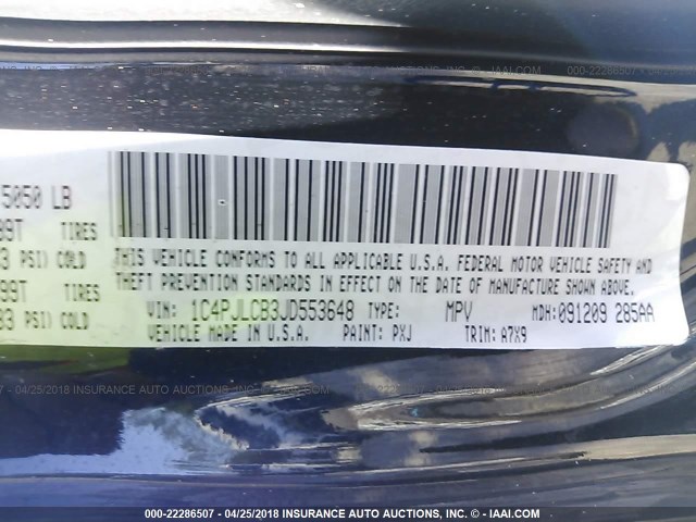 1C4PJLCB3JD553648 - 2018 JEEP CHEROKEE LATITUDE Siyah fotoğraf 9