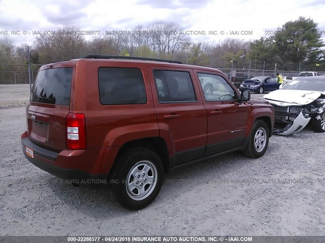 1C4NJPBA0CD619146 - 2012 JEEP PATRIOT SPORT ORANGE photo 4