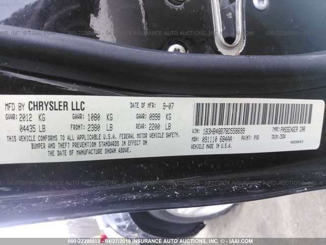 1B3HB48B78D558699 - 2008 DODGE CALIBER SXT BLACK photo 9