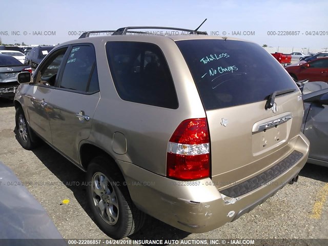 2HNYD18682H518436 - 2002 ACURA MDX TOURING GOLD photo 3