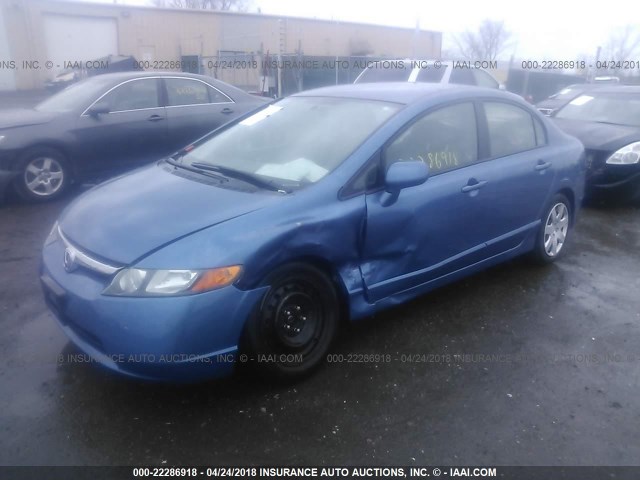 1HGFA165X7L062063 - 2007 HONDA CIVIC LX BLUE photo 2